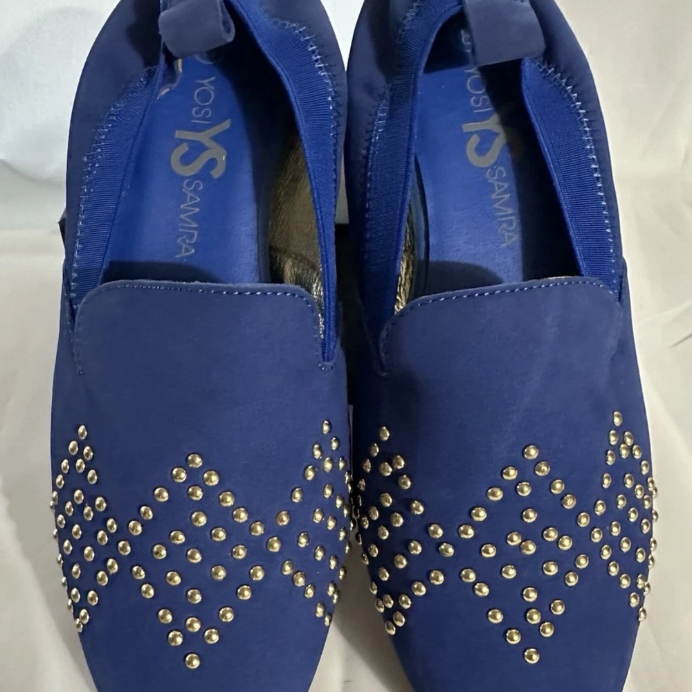 Yosi Samra Royal Blue Studded Loafers NWBAG Sz 9 leather uppers - Picture 3 of 8